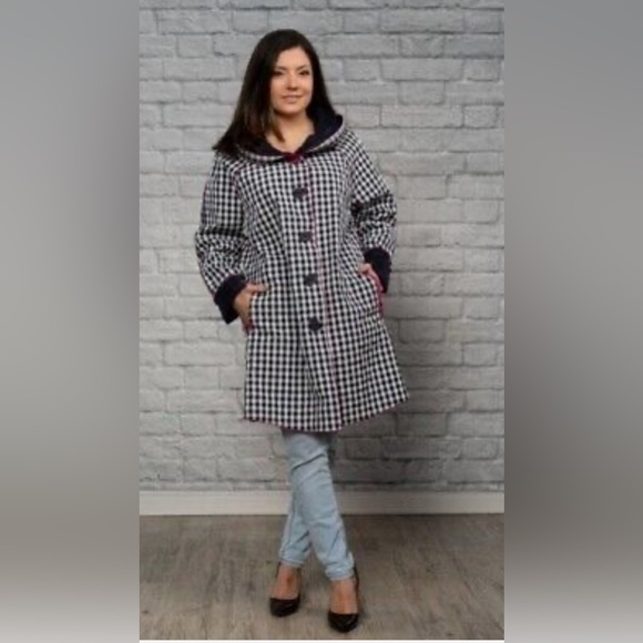 UBU "Pack Your Personality" Reversible Coat Black White Check Packable 2X - Picture 1 of 9
